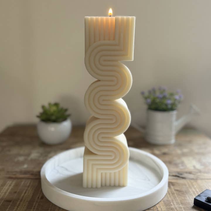 Zig-Zag Lys, Geometrisk Lys, Minimalistisk, Moderne Dekoration for engroshandel hos Dolce Cuore Candles