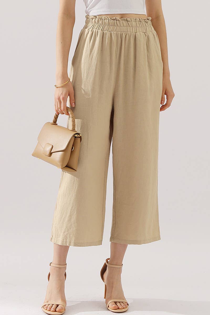 NINEXIS - Wholesale Pants - Women's - CWBLP416_EASY PULL ON LINEN CAPRIS PANTS WITH SIDE POCKET18