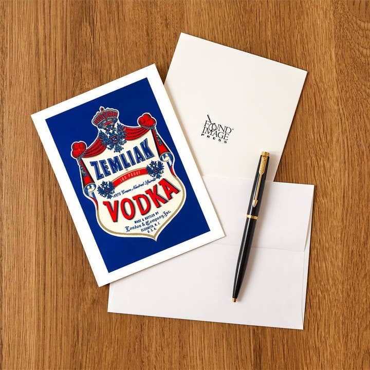 Found Image Press - Vendita all'ingrosso Set di cartoleria/cancelleria - Etichetta Vodka Zemliak BV-170 Biglietto d'Auguri1
