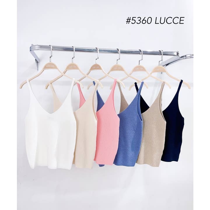 Regata de tricô justa com decote em V - 5360 por atacado de LUCCE