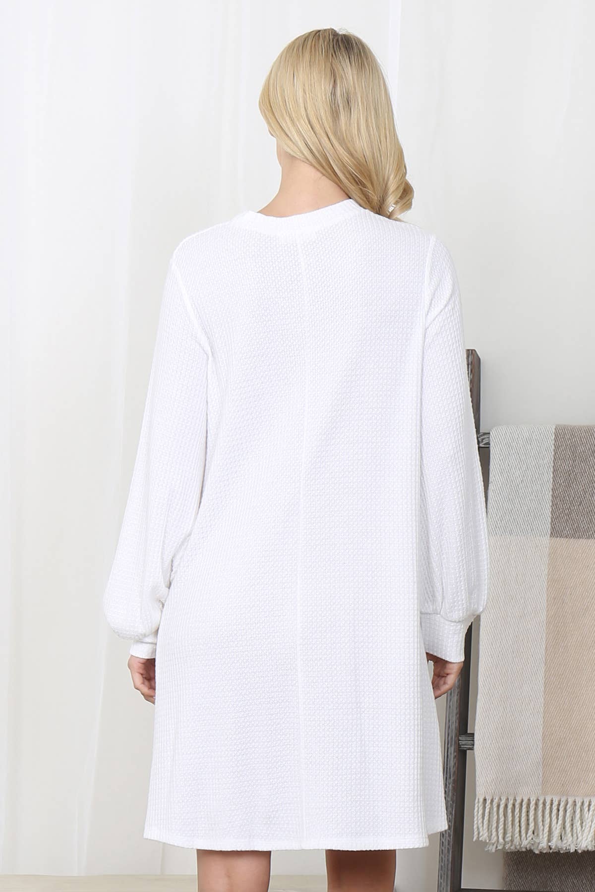 You & Me - Wholesale Dress - Women's - YMD10051V-BRUSHED WAFFLE BUBBLE SLEEVE POCKET DRESS29