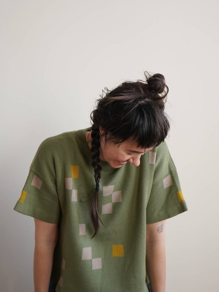 Albers Short Sleeve Sweater Tee - Olivine for wholesale by The Endery