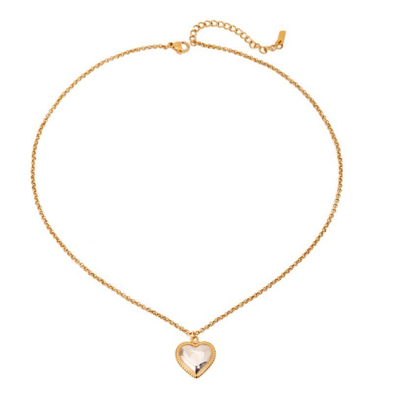TWO TONE 18K STAINLESS STEEL TARNISH FREE HEART NECKLACE | 40NK9546 for wholesale on Faire1