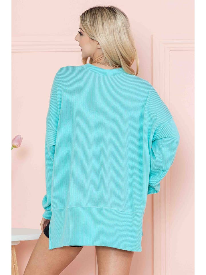 Burgundy Apparel - Vente Sweat-shirt – femme - SWEAT-SHIRT OVERSIZE CÔTELÉ ONDULÉ AVEC FENTE LATÉRALE16