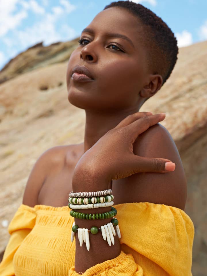 Stabelbar Olive Jade Stretch armbånd sæt for engroshandel hos XTRA by Stacey