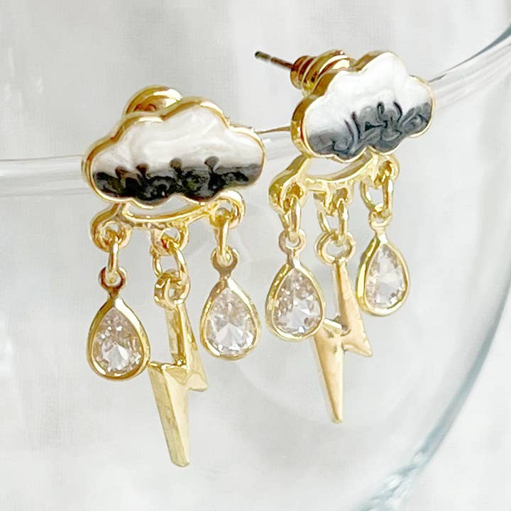 Thunderstorm Rain Cloud Earrings for wholesale by Ninaouity