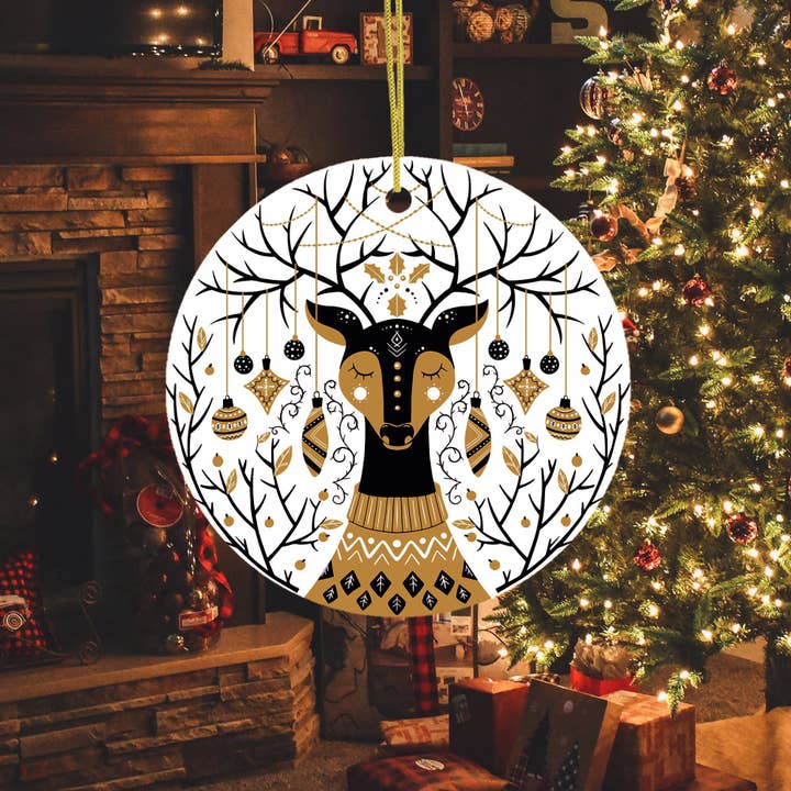 OrnamentallyYou – wholesale Prydnad – Vintage Nordic Winter Hjort prydnad
