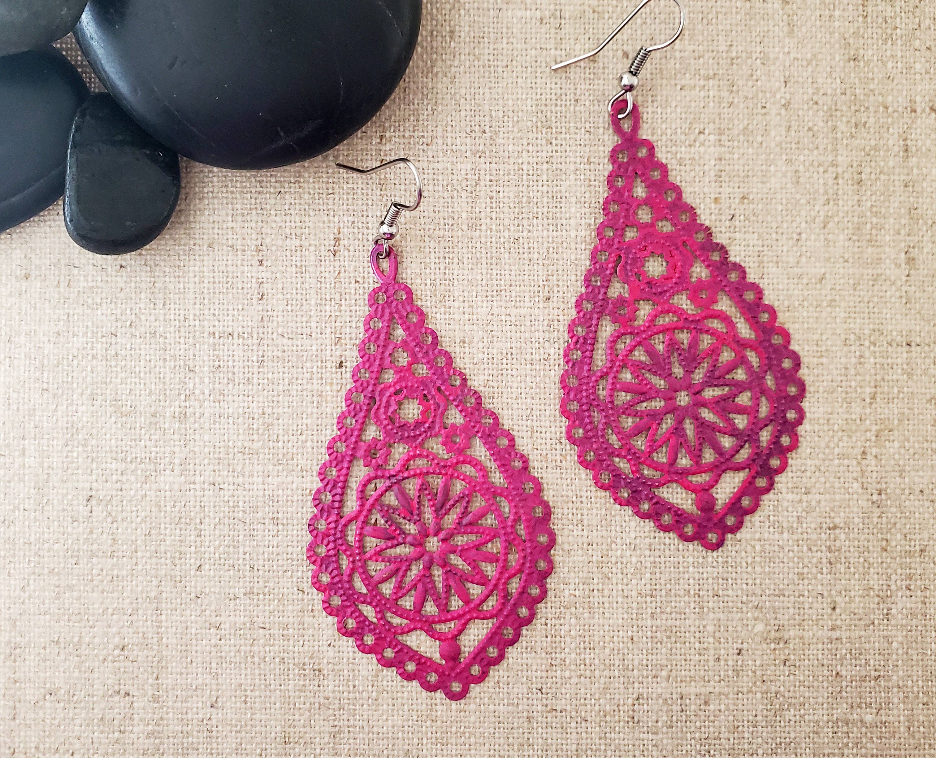Covaly Artisan Jewelry - Wholesale Dangle Earrings - Large Filigree Teardrop Earrings1