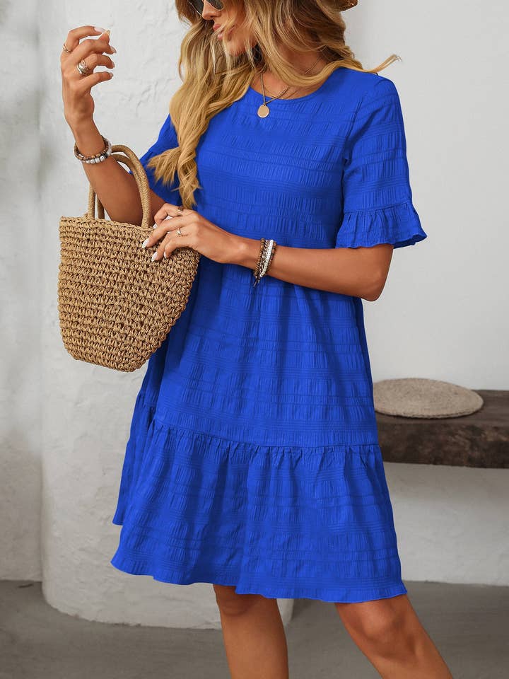 Lovesoft - Wholesale Dress - Women's - Women Ruffle Sleeve A Line Tiered Flowy Casual Trendy Mini Dress
