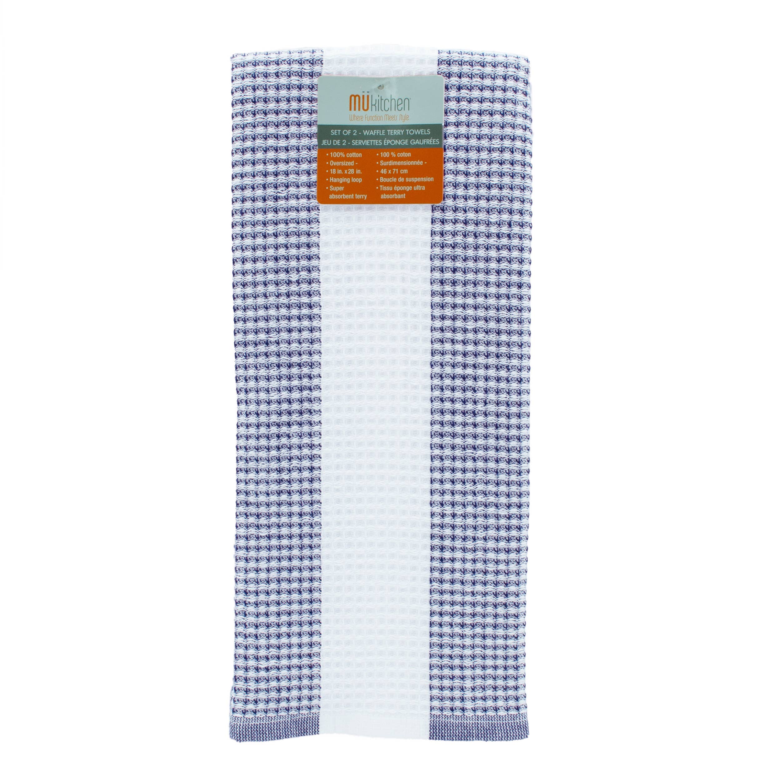 Blue MU Kitchen Waffle Terry Towels 2/ST Navy for wholesale on Faire0