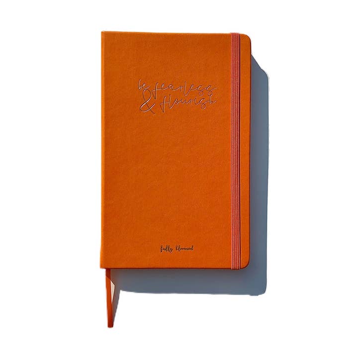 "Be Fearless & Flourish" Vegan Leather Journal for wholesale by Fully Bloomed