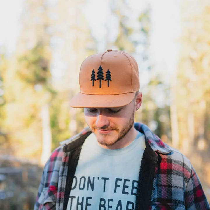The Montana Scene - Wholesale Trucker Hat - Women's - Big Three Tree Snapback - Coyote Brown