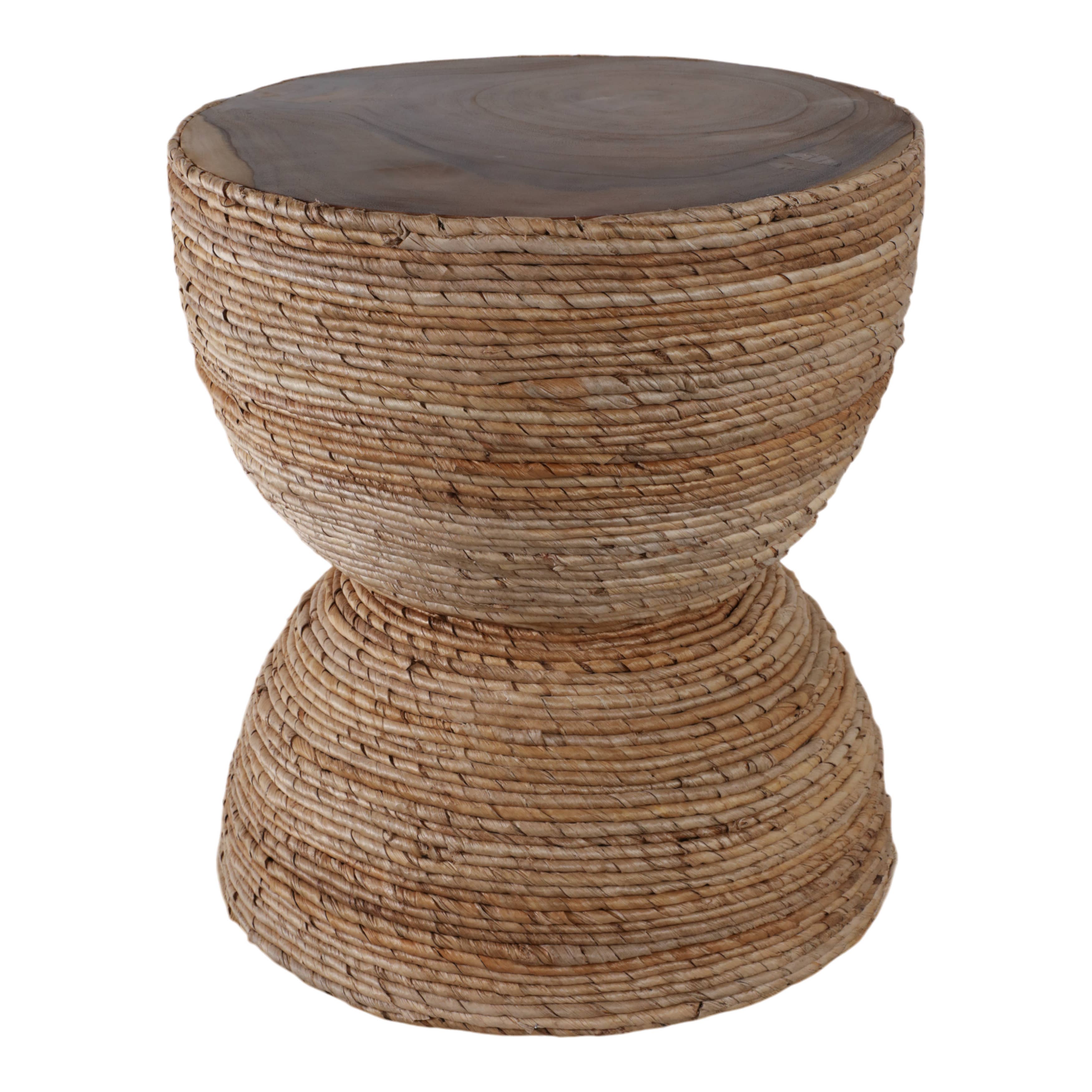 Sagebrook Home - Wholesale Side Table - End Table - Brown Wood Woven Banana Leaf Design, 18 in.5