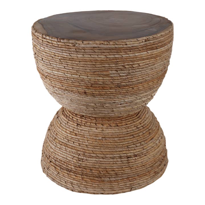 Sagebrook Home - Wholesale Side Table - End Table - Brown Wood Woven Banana Leaf Design, 18 in.5