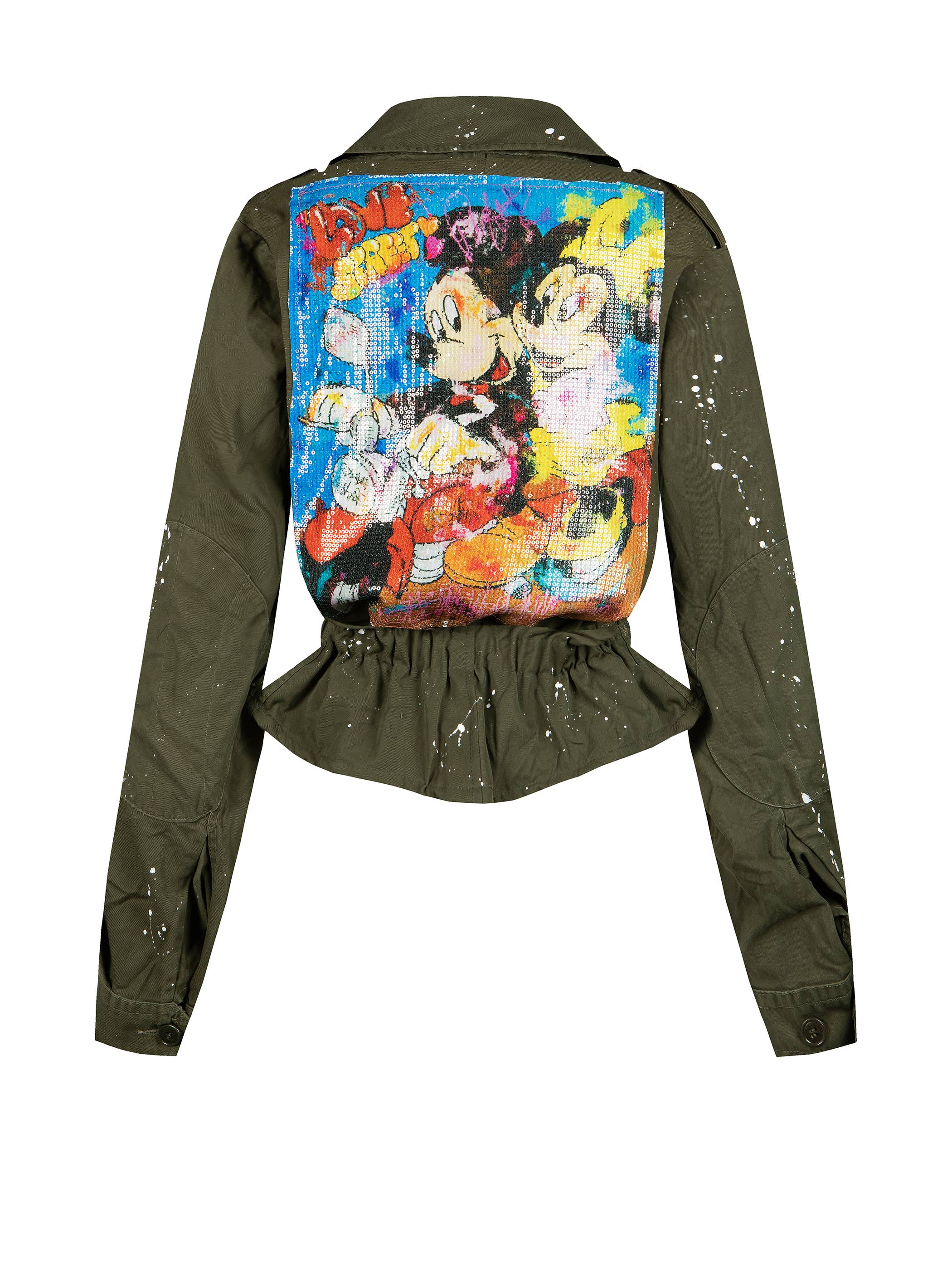 apiedinudinelparco - Vendita all'ingrosso Giacca - Donna - GIACCA MILITARE CROPPED COMICS PAILLETTES UP-CYCLED GLITTER
3