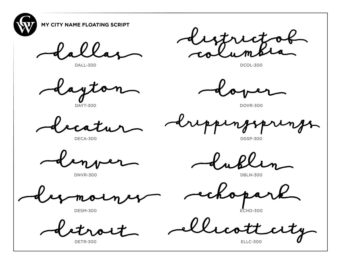 Grainwell - Wholesale Wall Accent - State Name Floating Script6