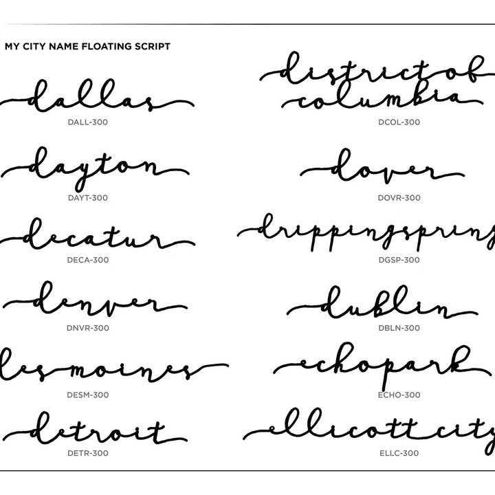 Grainwell - Wholesale Wall Accent - State Name Floating Script6