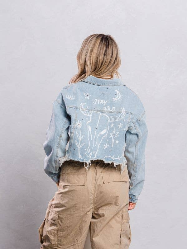 Trio Urban – wholesale Jeansjackor – Dam – Stay Wild Crop Jeansjacka