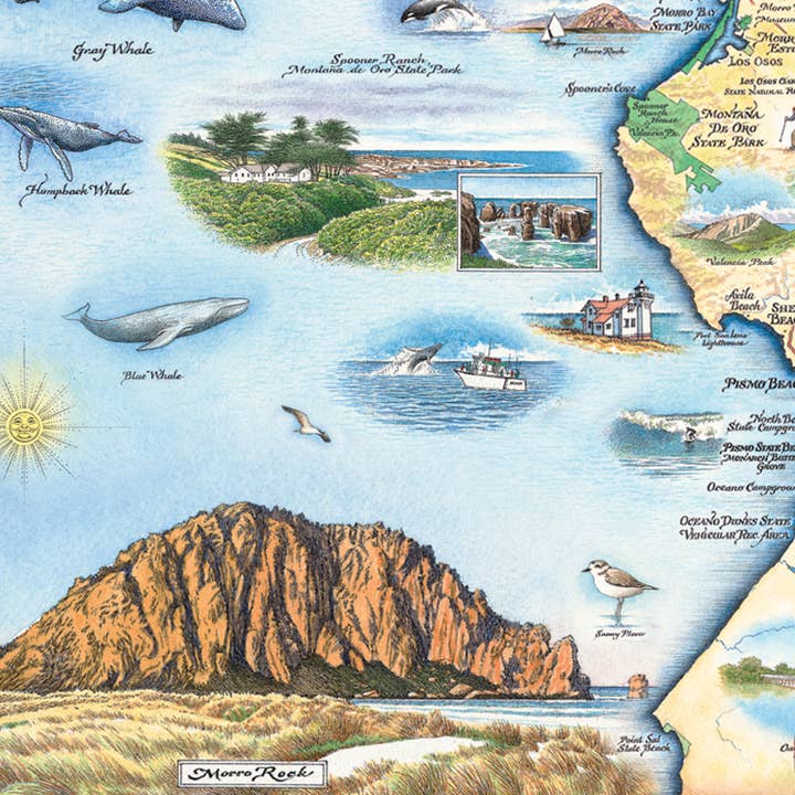 XPLORER MAPS - Wholesale Ansichtkaart - Central California Coast State Parks Kaart Houten Ansichtkaart1