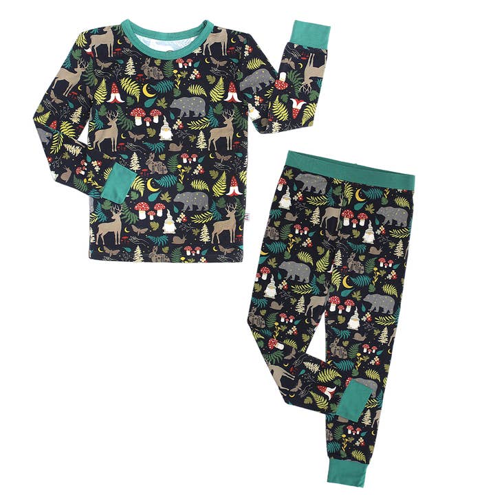 Emerson and Friends - Wholesale Sleepwear Set - Kids - Night Forest Bamboo Long Sleeve Kids Pajama Pants Set0