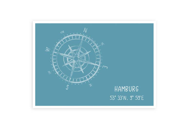Hey!Cards GmbH & Co. KG - Wholesale Postcard - Hamburg compass | postcard0