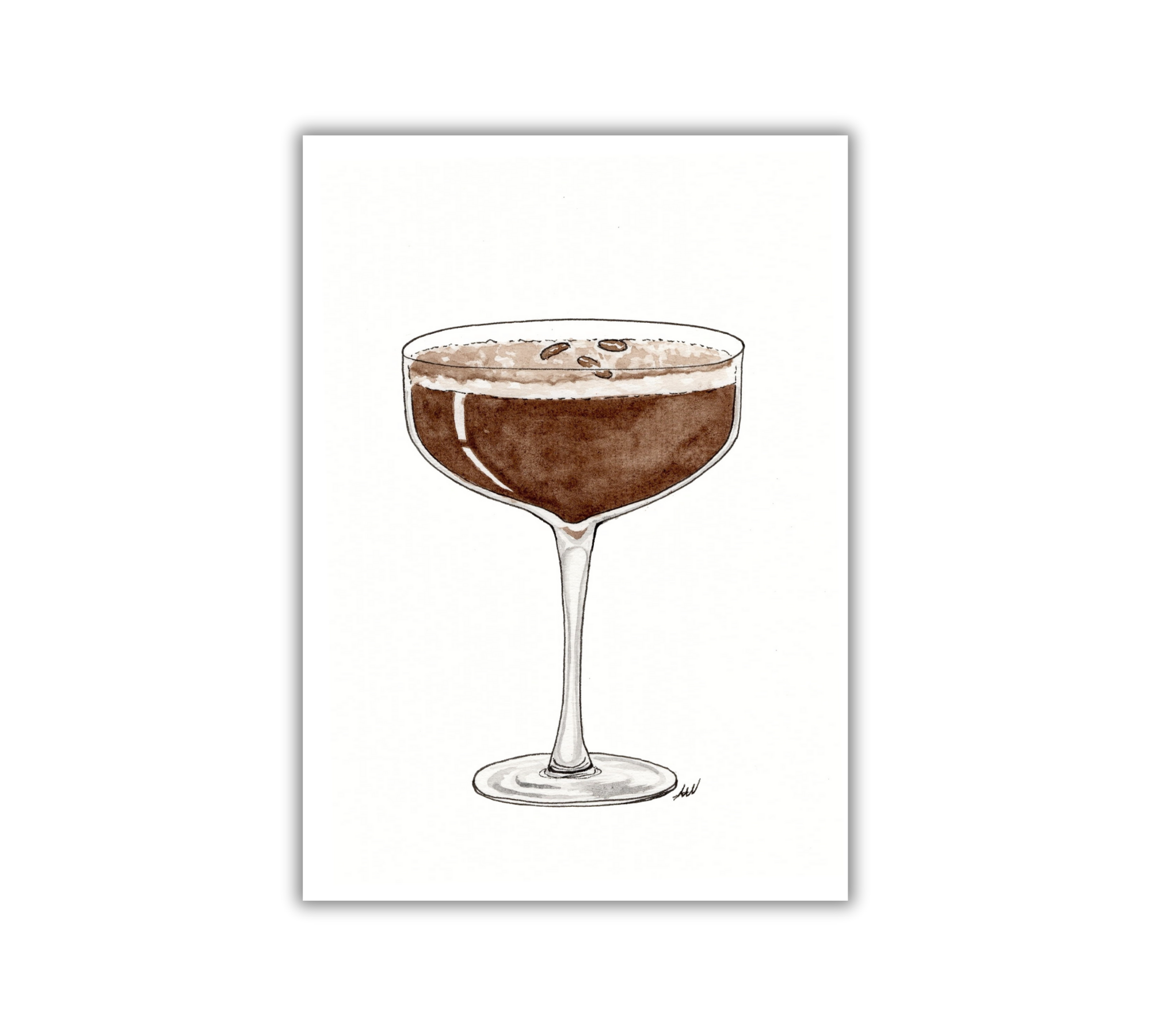 Alyssa Whetstone Art - Wholesale Art Print - Espresso Martini - Pen and Watercolor Archival Art Print2