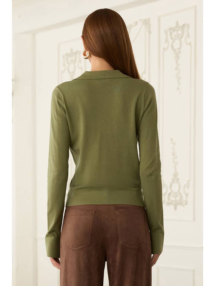 SKIES ARE BLUE - Wholesale Knit Top - Women's - Long Sleeve Polo Knit Top7