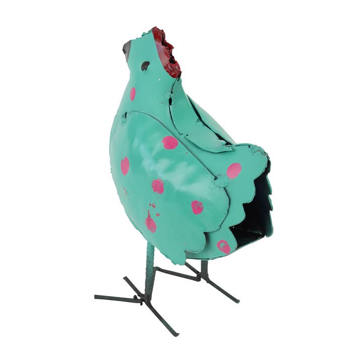 My Amigos Imports - Wholesale Outdoor Ornament/Decor - Polka Dot Chick-Mini-Metal-Chicken-Yard Art-8Wx10H-Chicks4