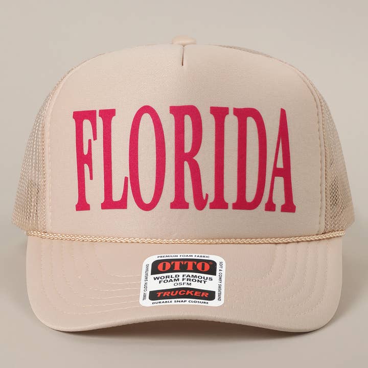 Fashion City - Wholesale Trucker Hat - Unisex - FLORIDA Text Printed Mesh Back Foam Trucker Hat26