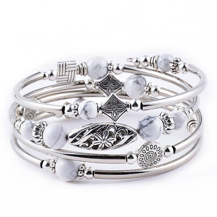 Mio Queena - Wholesale Beaded Bracelet - Natural Stone Wrap Beaded Bracelet Bangle8