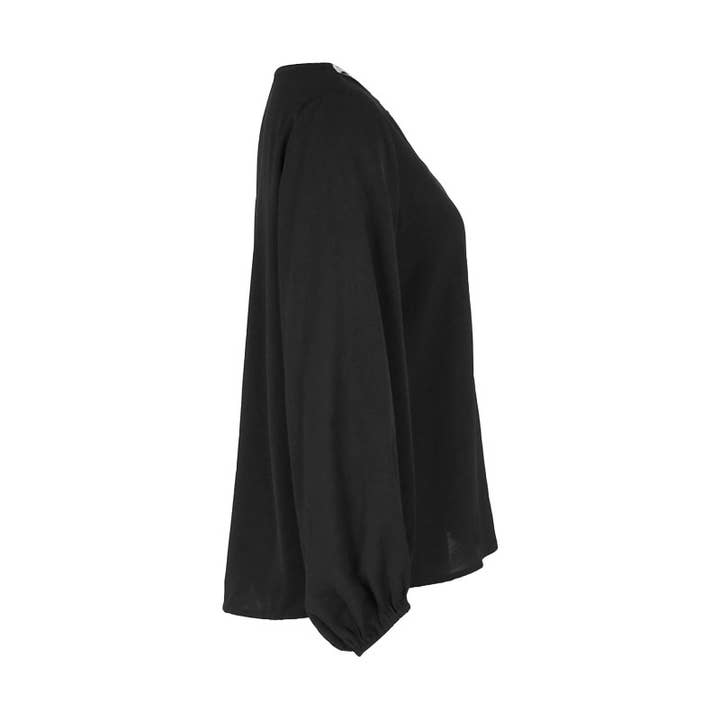 BLACK V-NECK LONG-SLEEVED VINTAGE LEOPARD PRINT SHIRT for wholesale on Faire7