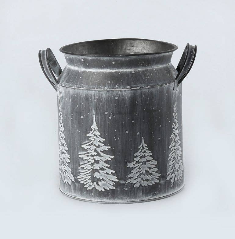 Home Kreation by KK dba Kraft Klub - Wholesale Decorative Jar - WHITE WASH SHORT EMBOSSED MILK CAN