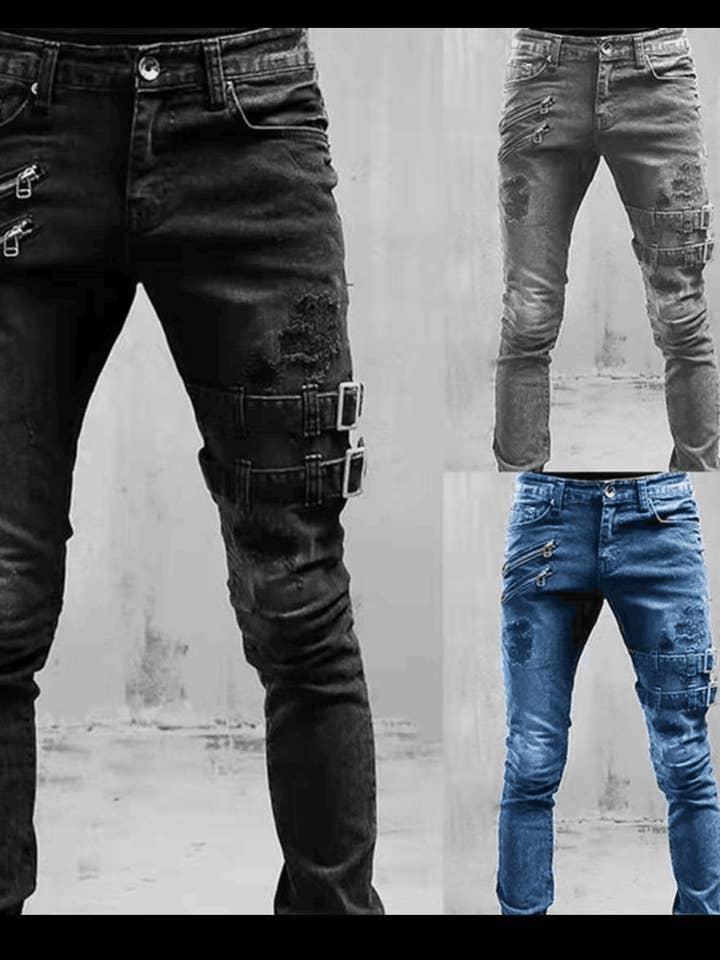 Tourtiwi - Wholesale Jeans - Men's - Motorcycle Stretch Skinny Men's Jeans1