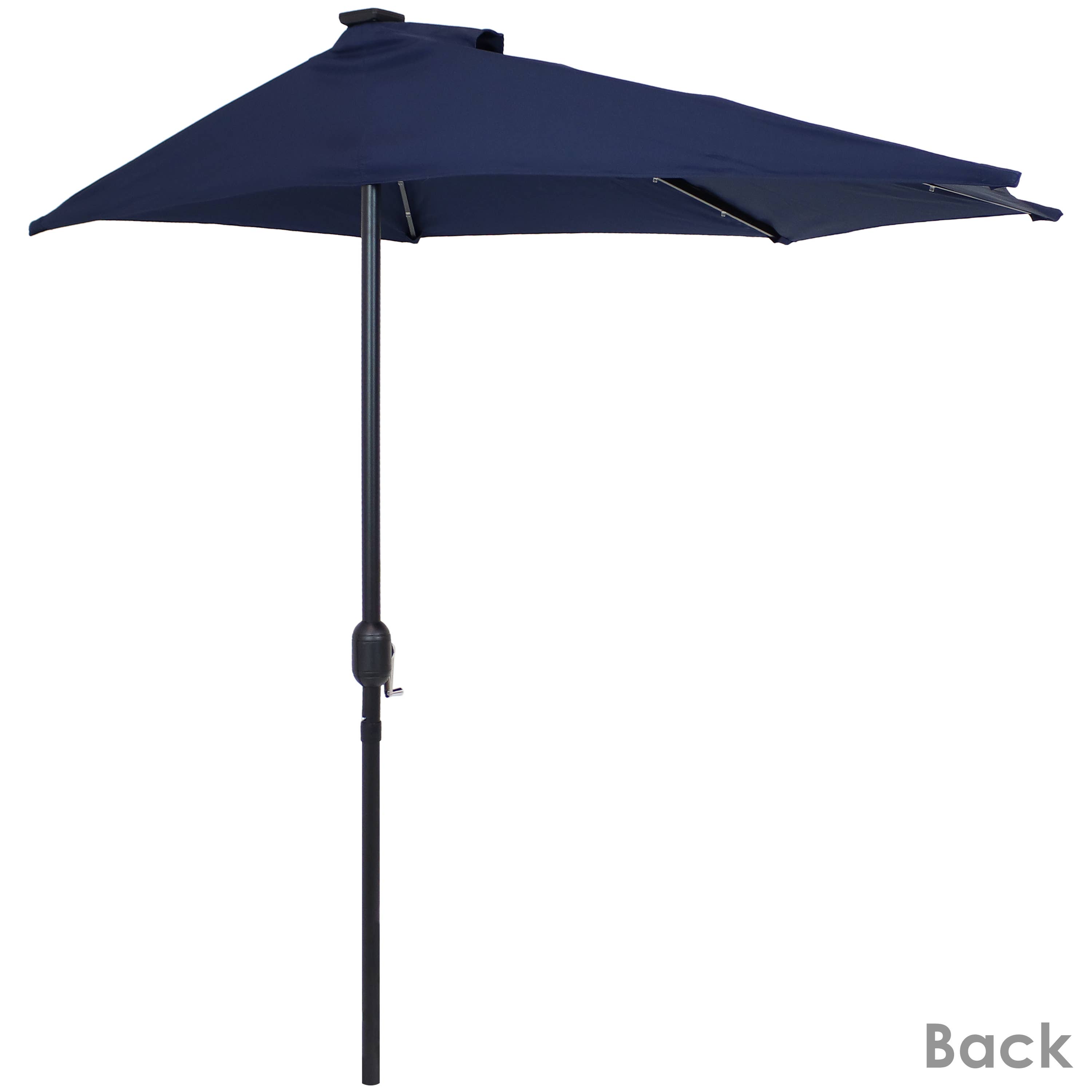 Sunnydaze Decor - Wholesale Patio Umbrella - 9 ft Solar Steel Half Patio Umbrella with Crank - Navy Blue10