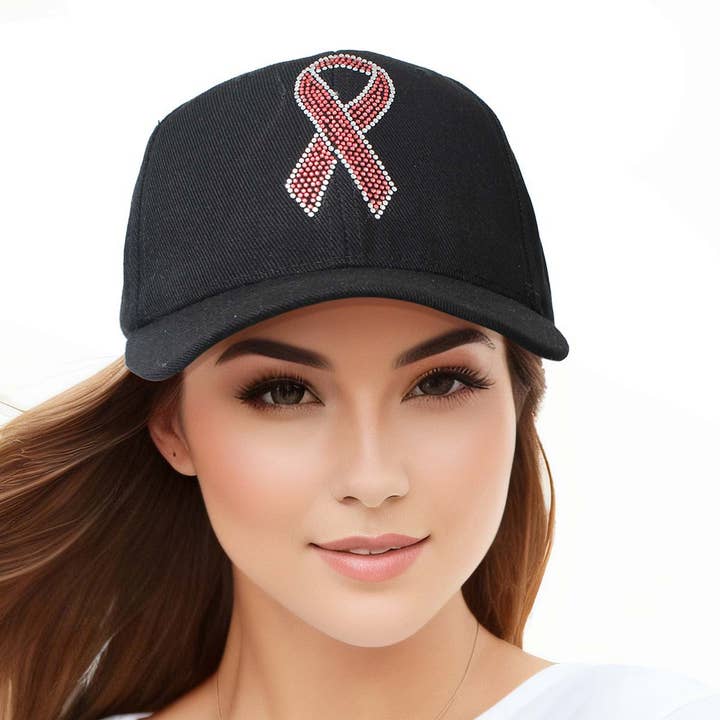 Black Pink Ribbon Hat for wholesale by PinktownUSA