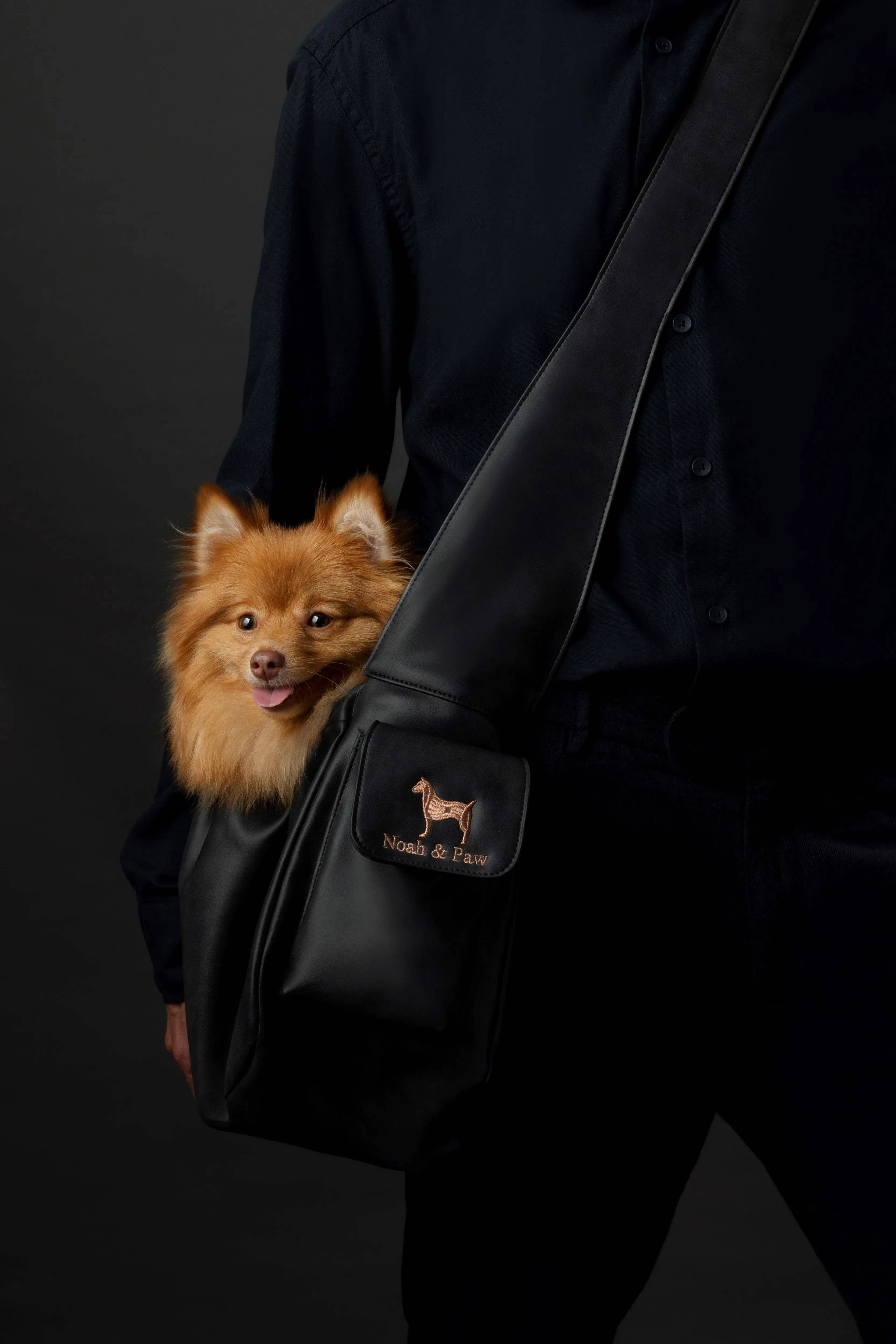 NOAH AND PAW LLC - Wholesale Pet Carrier - Cat/Dog - Vegan Leather Pet sling Carrier, Ruffle Style1