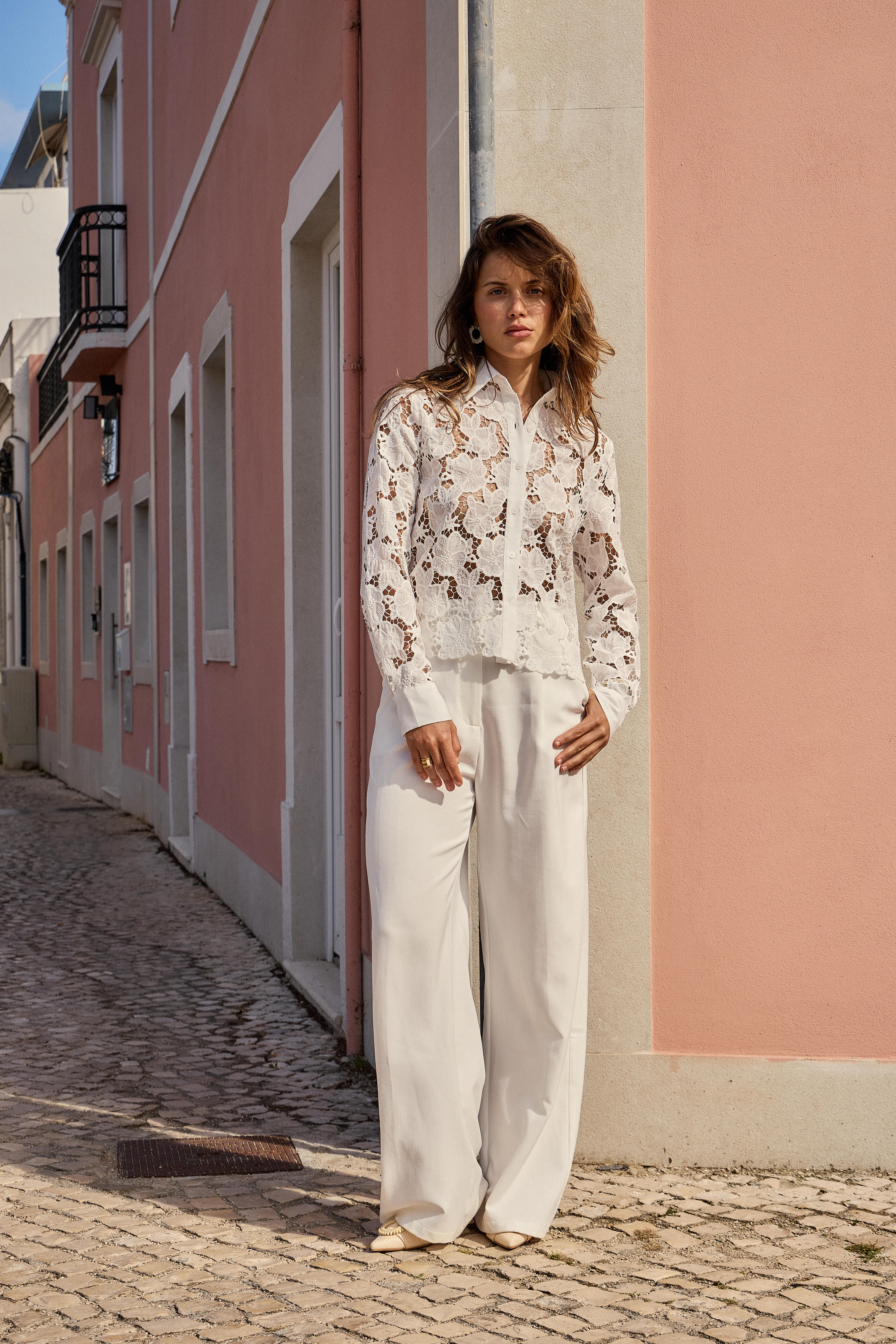 LULUMARY - Vente Chemise à col boutonné – femme - Chemise en dentelle CH36229