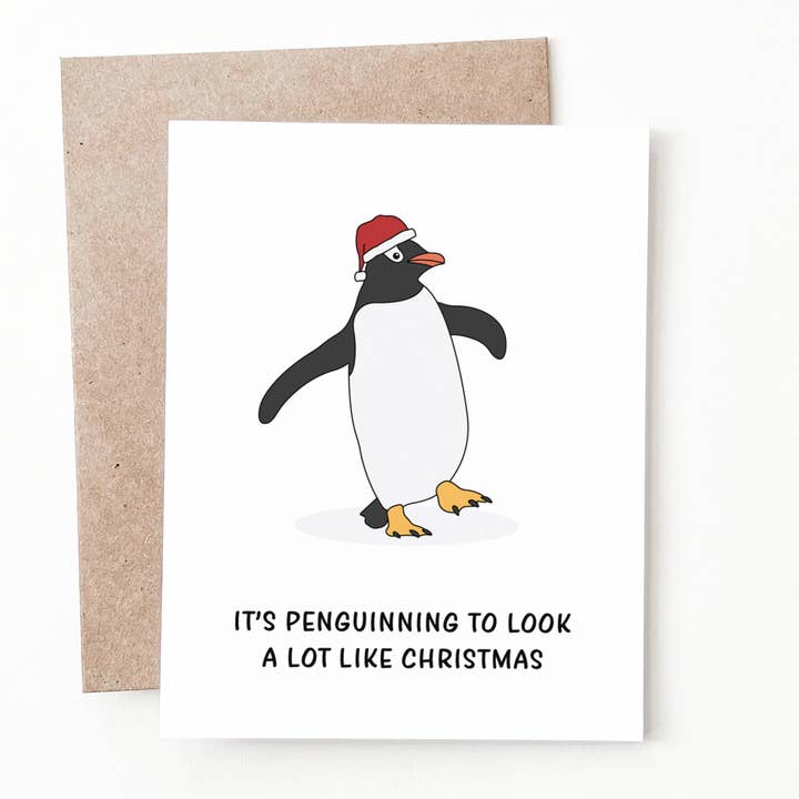 Biglietto di Natale con pinguino per la vendita all'ingrosso da parte di Nine Two Design