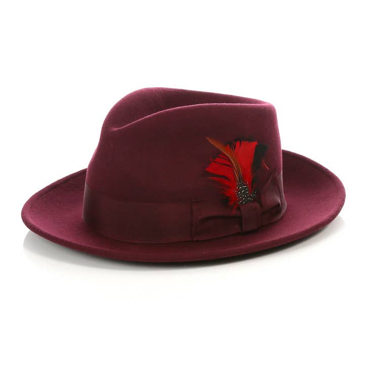 Crushable Fedora Hat in Burgundy for wholesale by Ferrecci