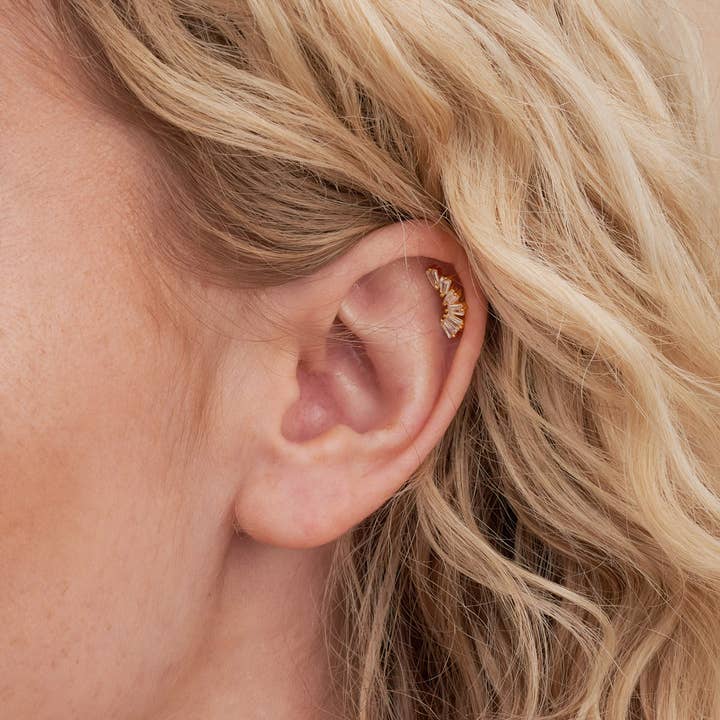 LEA Jewels – wholesale Stud/post earrings – Crystal Cascade Labret Studs in Gold1