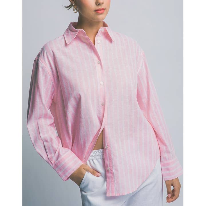 Chemise rayée à boutons surdimensionnée 10402TN pour la vente par Coloring You