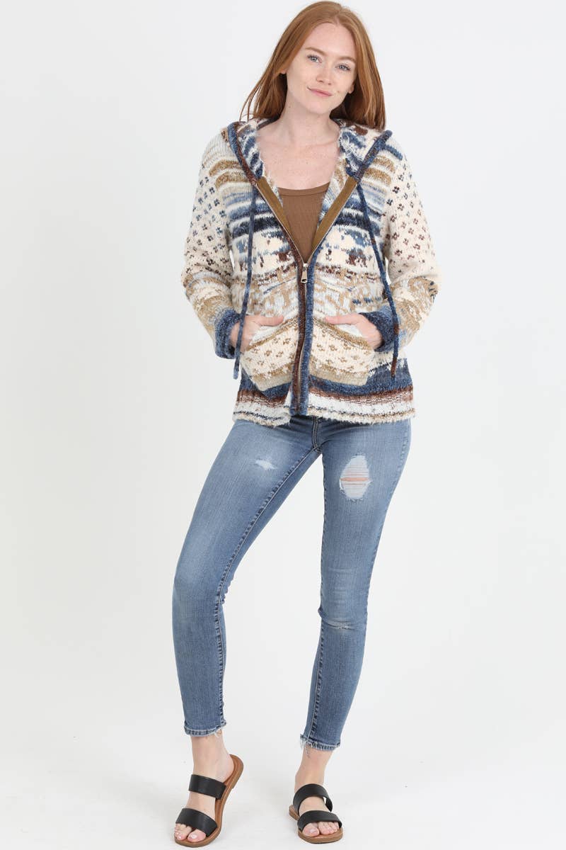 ANGIE - Wholesale Knit Sweater - Women's - XHS08-ASIS COZY ZIP FRONT HOODED CARDIGAN SWEATER W POCKETS6