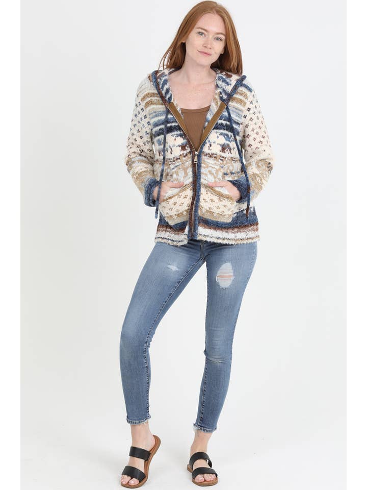 ANGIE - Wholesale Knit Sweater - Women's - XHS08-ASIS COZY ZIP FRONT HOODED CARDIGAN SWEATER W POCKETS6