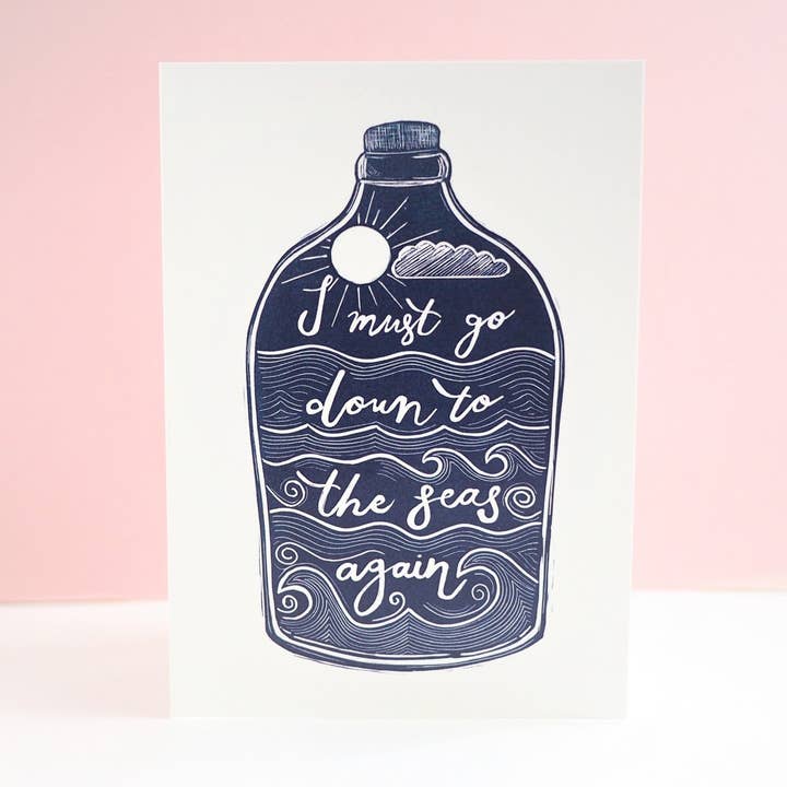 The Black Pug Press - Wholesale Everyday Greeting Card - I Must Go Down to the Seas Again Greetings Card