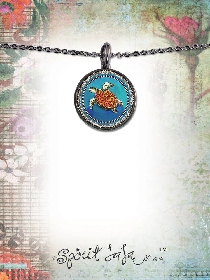 Sea Turtle Circular Pendant for wholesale by SPIRIT LALA LLC