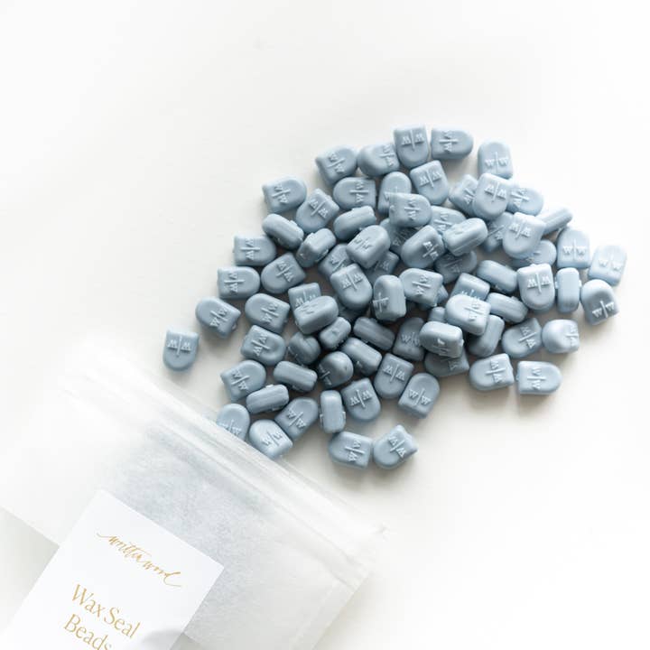 Written Word Calligraphy - Wholesale Sealing Wax - Dusty Blue Wax Beads for Wax Seals1