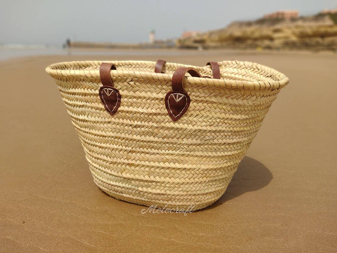 Melecraft - Vente Sac de plage - Sac en paille, sac de plage en osier, grand sac de plage en paille, fourre-tout en paille6