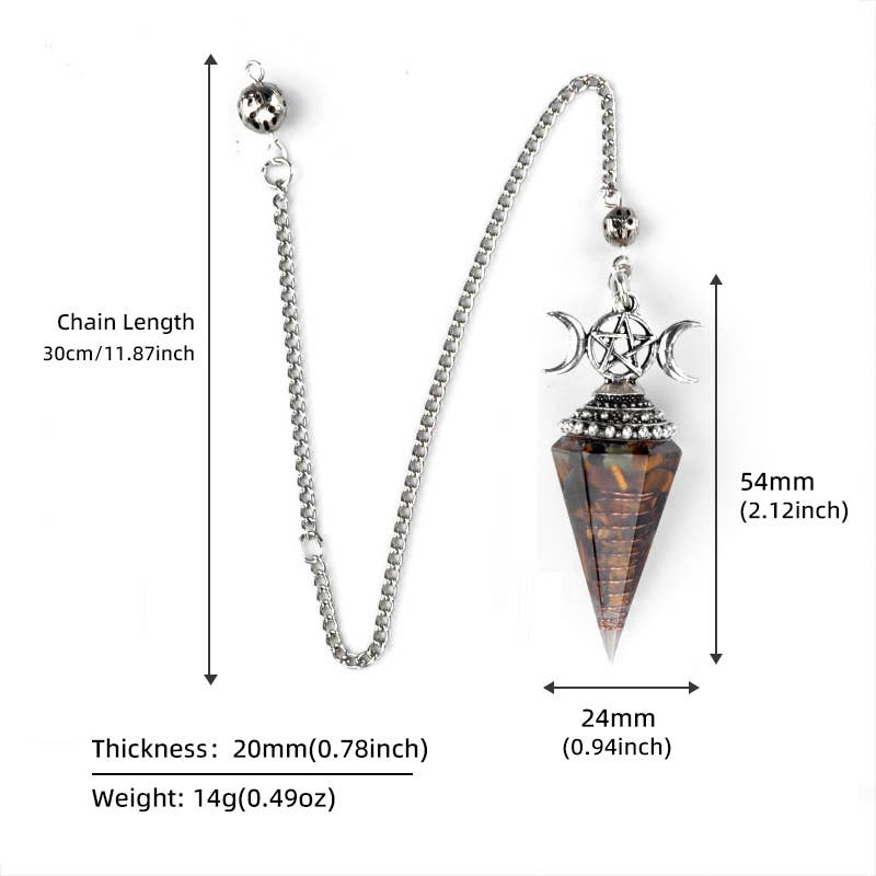 Gemcohub - Wholesale Spiritual Stone/Crystal - Moon Star Multicolor Hexagonal Pyramid Crystal Pendulum16