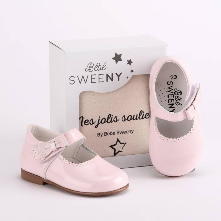 Sapatos de Caminhante em Pele Patente Rosa para Menina por atacado de Bebe Sweeny