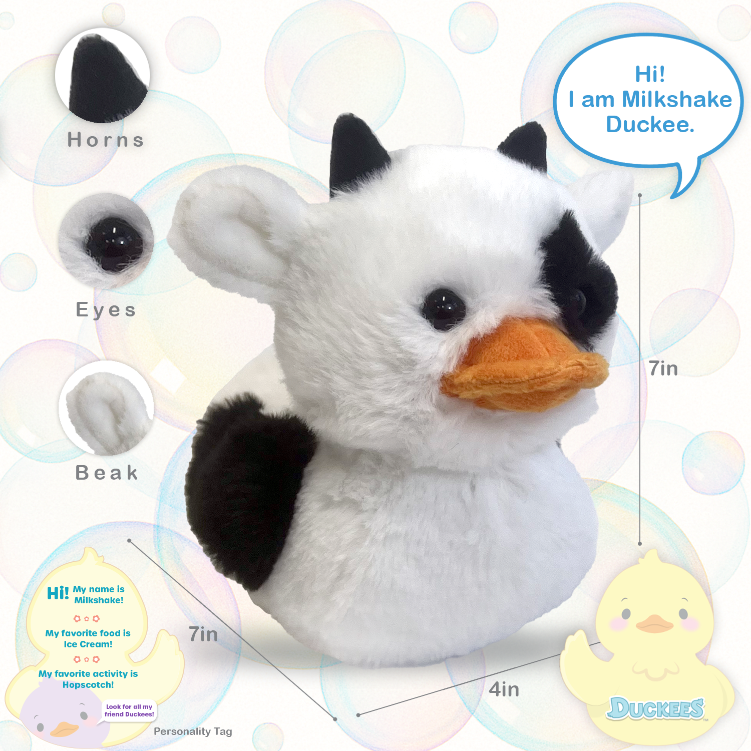 Beverly Hills Teddy Bear Company - Wholesale Stuffed/Plush Toy - Kids & Baby - World's Softest Plush - 7" Milkshake Plush Duckee Cow1